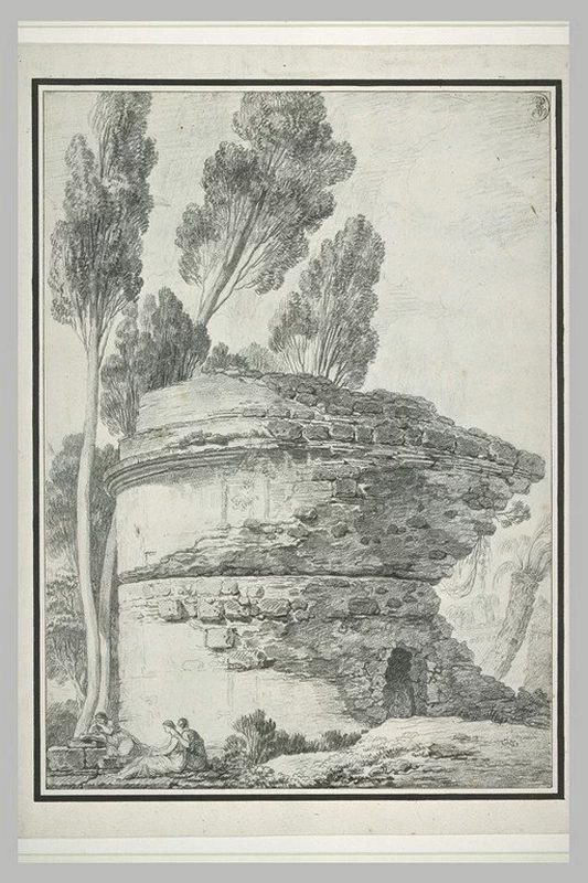 Veduta dei ruderi di un'antica tomba nel Giardino Francescano di Catania - Louvre, Parigi